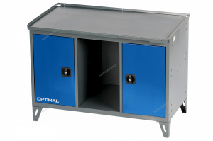 Верстак слесарный трехтумбовый, 2 синие створки OPTIMAL NW302 7012/5005