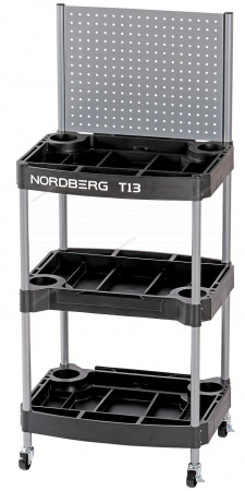 Тележка инструментальная, 3 пластиковые полки, с перфорацией NORDBERG T13