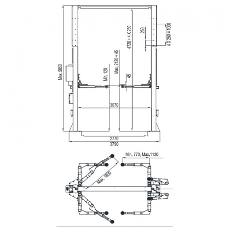 Подъемник двухстоечный электрогидравлический, 8т., eqtree™, TL 2080Е