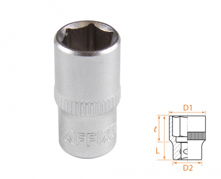 Головка торцевая стандартная шестигранная 1/4", 9 мм AFFIX AF00020009