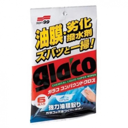 Soft99 Glaco Compound Sheet - Салфетки для стекол очищающие, 6шт.