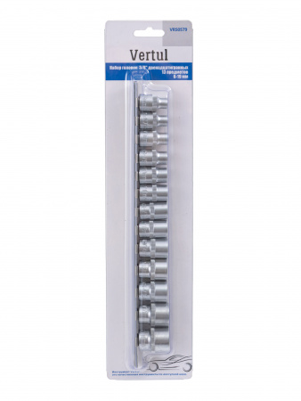 Набор головок 3/8″ двенадцатигранных 13 предметов 6-19 мм Vertul VR50579