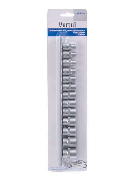 Набор головок 3/8″ двенадцатигранных 13 предметов 6-19 мм Vertul VR50579