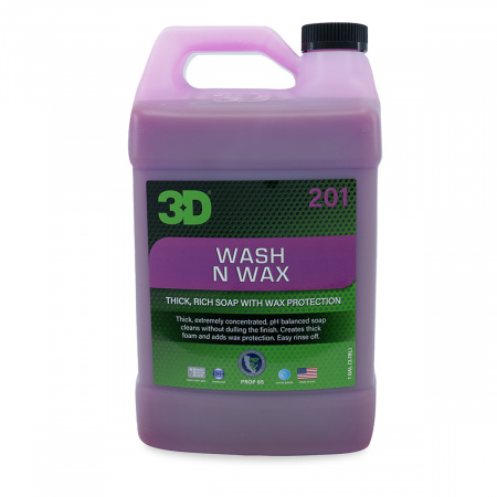 3D Wash N Wax - РH-сбалансированный шампунь с воском, 3.78 л