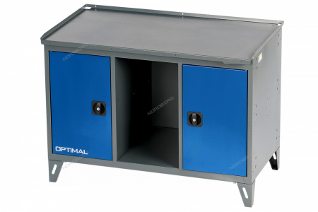 Верстак слесарный трехтумбовый, 2 синие створки OPTIMAL NW302 7012/5005