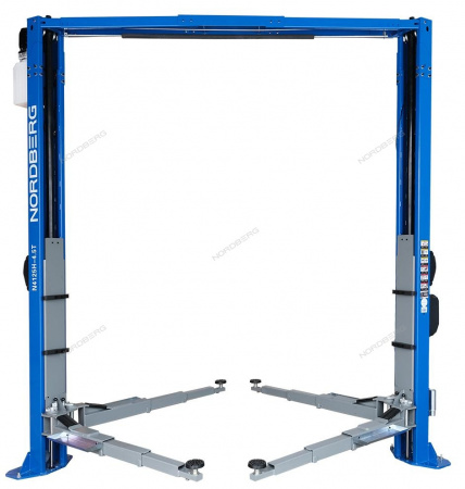Подъемник двухстоечный 4,5 т, верхняя синхронизация, 380 В, синий N4125H-4,5B