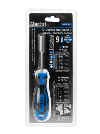 Отвертка с набором бит 9 пр. Vertul VR92709