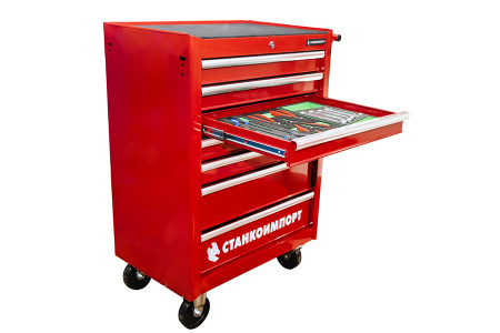 Тележка инструментальная с 7 ящиками, красного цвета BTD-270071CS red