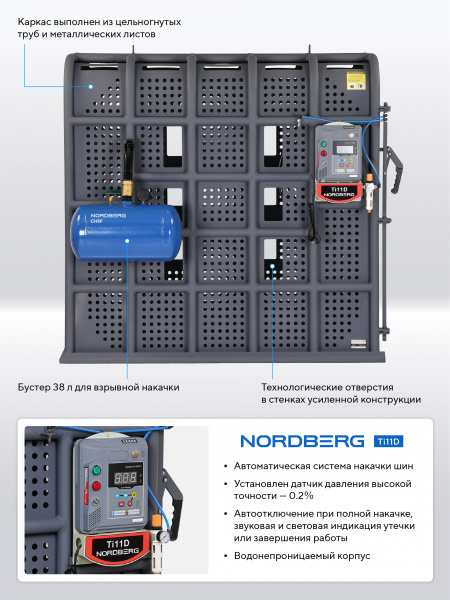 Клеть для накачки грузовых колес и спецтехники увеличенная Nordberg 46TC16
