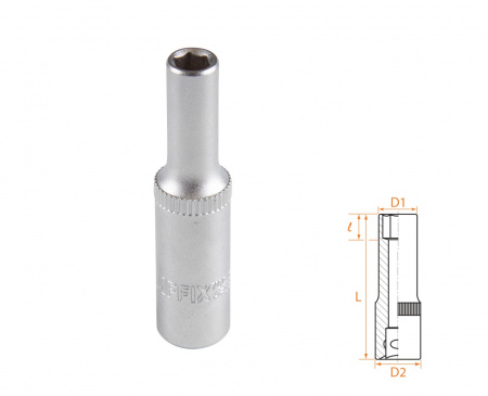 Головка торцевая глубокая шестигранная 1/4", 5 мм AFFIX AF00120005