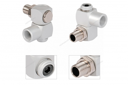 Переходник резьбовой M1/4" - F1/4" шарнирный 360 градусов