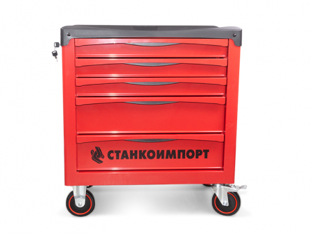 Тележка инструментальная КРАСНАЯ на колесах 5 ящиков BTD251