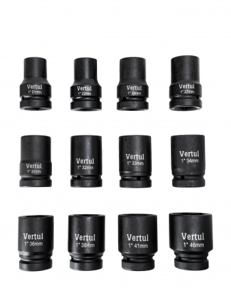 Набор ударных головок глубоких 1″ 12 предметов 21-46 мм VR84912