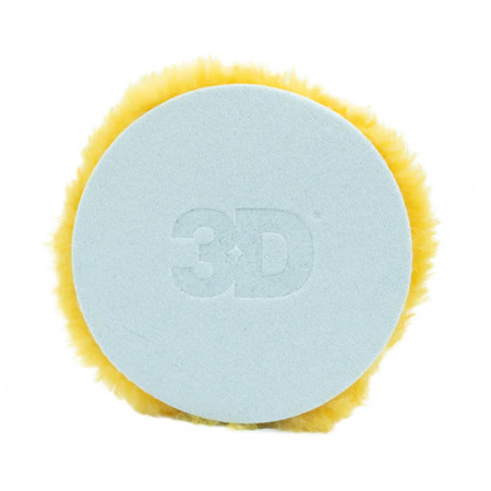 3D Premium Yellow Lambswool Pad - Полировальный круг из натурального меха, желтый, 150 мм