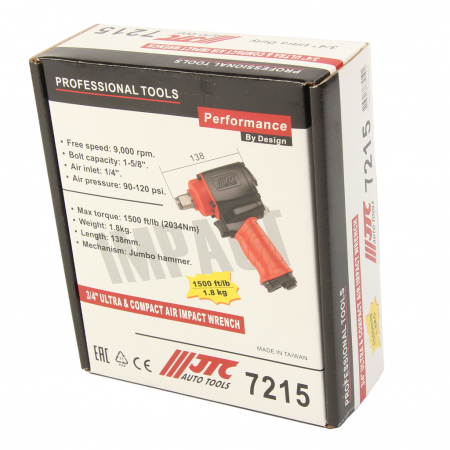Гайковерт пневматический 3/4" 2034Нм 9000об/мин. 90-120PSI JTC