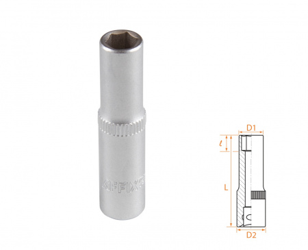 Головка торцевая глубокая шестигранная 1/4", 7 мм AFFIX AF00120007
