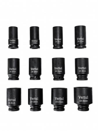 Набор ударных головок глубоких 3/4″ 12 предметов 21-46 мм VR84512