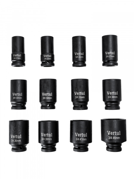 Набор ударных головок глубоких 3/4″ 12 предметов 21-46 мм VR84512