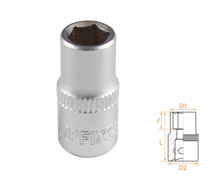 Головка торцевая стандартная шестигранная 1/4", 7 мм AFFIX AF00020007