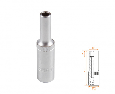 Головка торцевая глубокая шестигранная 1/4", 4,5 мм AFFIX AF00120045