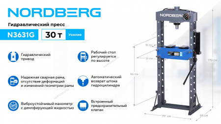 Пресс гидравлический NORDBERG N3631G, 30 т